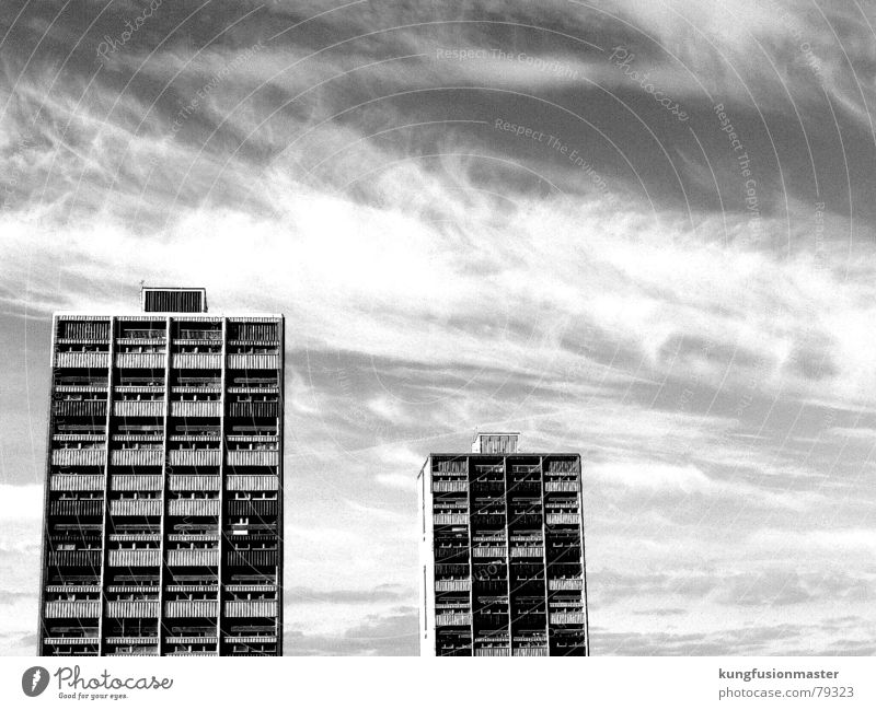 Social building in Edinburgh Scotland Prefab construction High-rise Flat (apartment) Clouds Window stupid credit system Sky Poverty