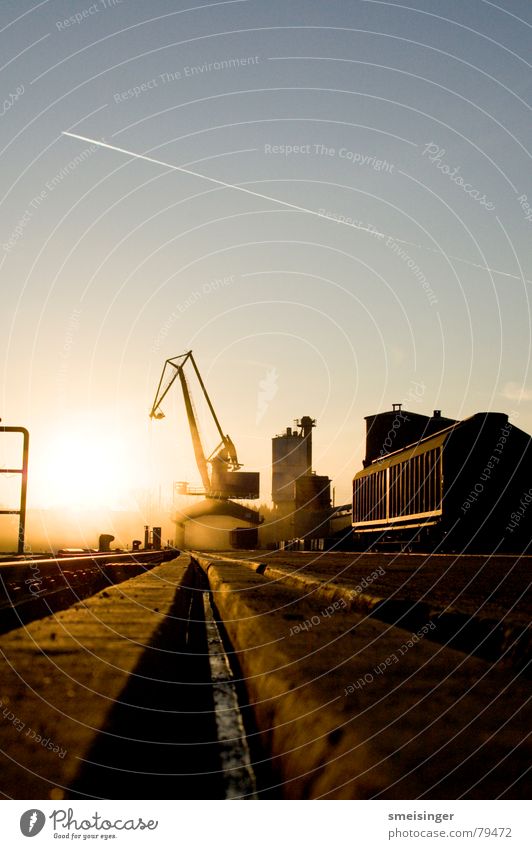 industrial romance #5 Curbstone Cargo hold Goods Crane Sunset Moody Dark Navigation Dock Black Evening Jetty Light Smog Ambient Back-light Dust Gutter