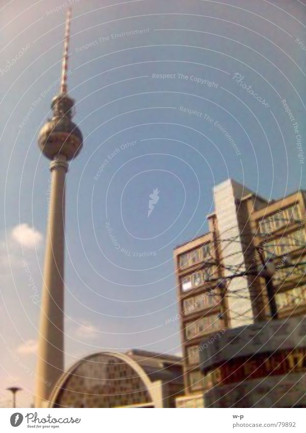 uff'n Alex World time clock Town Alexanderplatz Beautiful weather Train station Berlin Berlin TV Tower Sun alex Blue sky Architecture