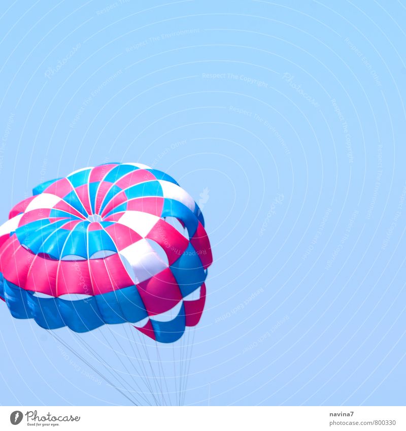 shade Joy Leisure and hobbies Tourism Freedom Summer vacation Flying Athletic Multicoloured Adventure Risk Sports Parachute Colour photo Exterior shot Deserted