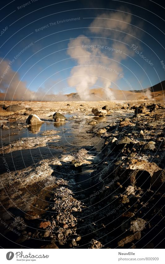 Geysers de Tatio II Environment Nature Landscape Elements Earth Fire Air Sunrise Sunset Sunlight Climate Ice Frost Warmth Volcano Hot Geyser bassin Colour photo