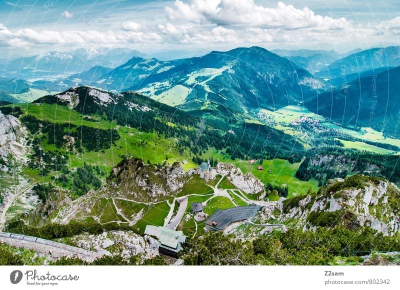 Wendelstein-Bayrischzell etc. Environment Nature Landscape Sky Clouds Summer Beautiful weather Rock Alps Mountain Peak Esthetic Sustainability Natural Blue