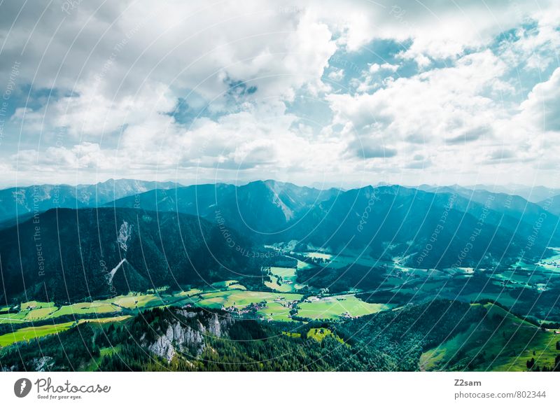 Bayrischzell Vacation & Travel Tourism Trip Summer vacation Mountain Hiking Climbing Mountaineering Landscape Sky Clouds Beautiful weather Meadow Rock Alps Peak