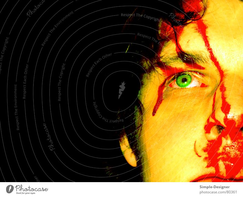 bloody body Green Red Man Blood Face Eyes Mouth Nose Hair and hairstyles Ear