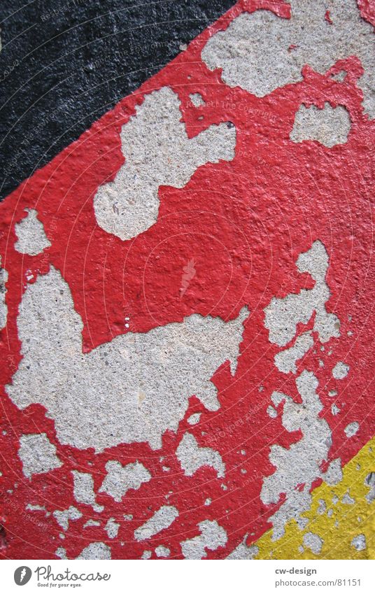 GERMANY ON THE EDGE?!? German Unification Day Reunification Dismantling Colorant Black Red Yellow Plaster Flake off Edge Flag Paintwork Surface coating