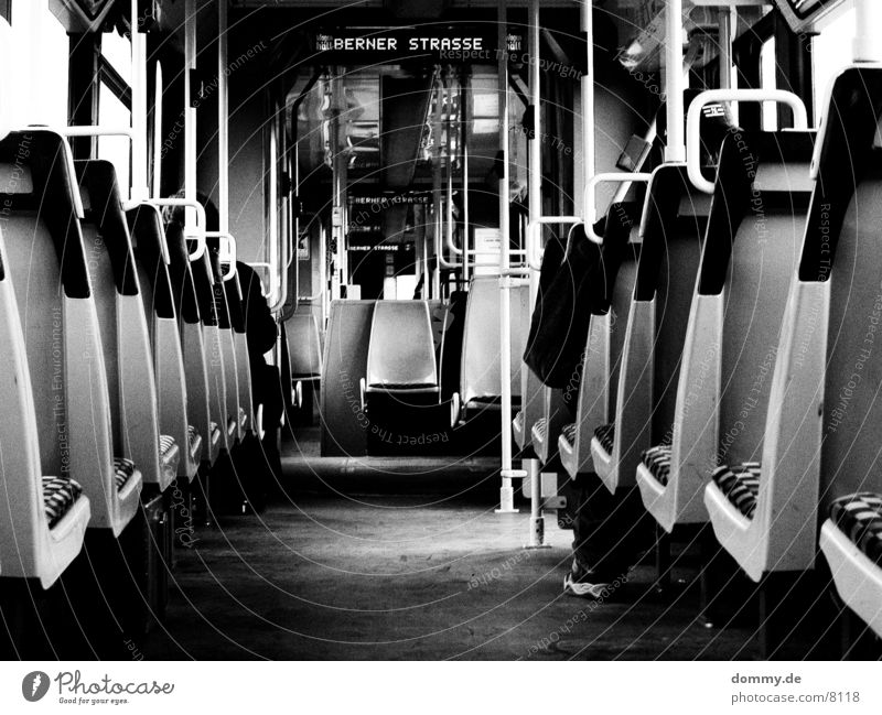 Tomorrow in the train Tram 5 800 Man Transport Railroad straba Line Bernese Seating Black & white photo kaz