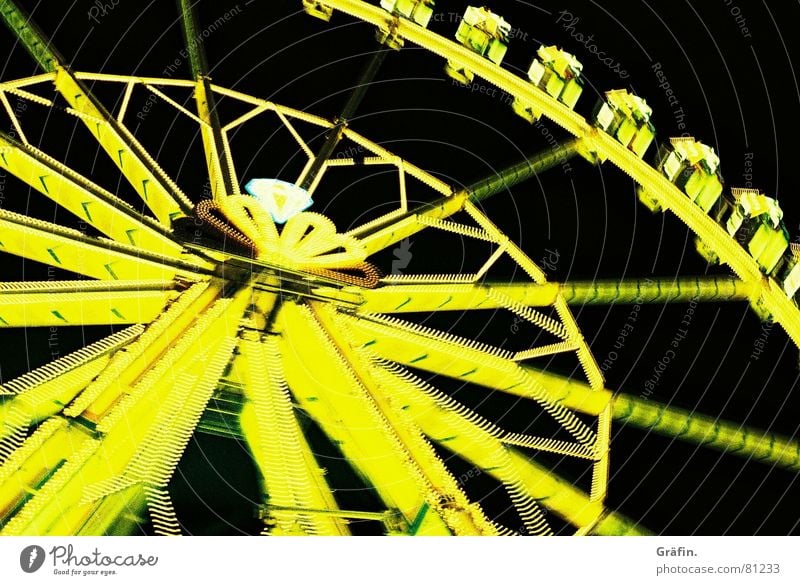 always beautiful in a circle Ferris wheel Fairs & Carnivals Night Yellow Light Long exposure Shooting match Neon light Lomography Oktoberfest funfair