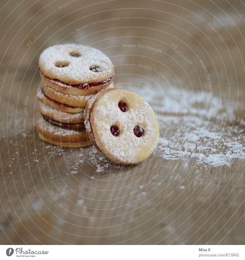 Linz Eye Food Dough Baked goods Candy Jam Nutrition Delicious Sweet Cookie Linz biscuits Linz (Danube) Table Confectioner`s sugar Christmas biscuit Colour photo