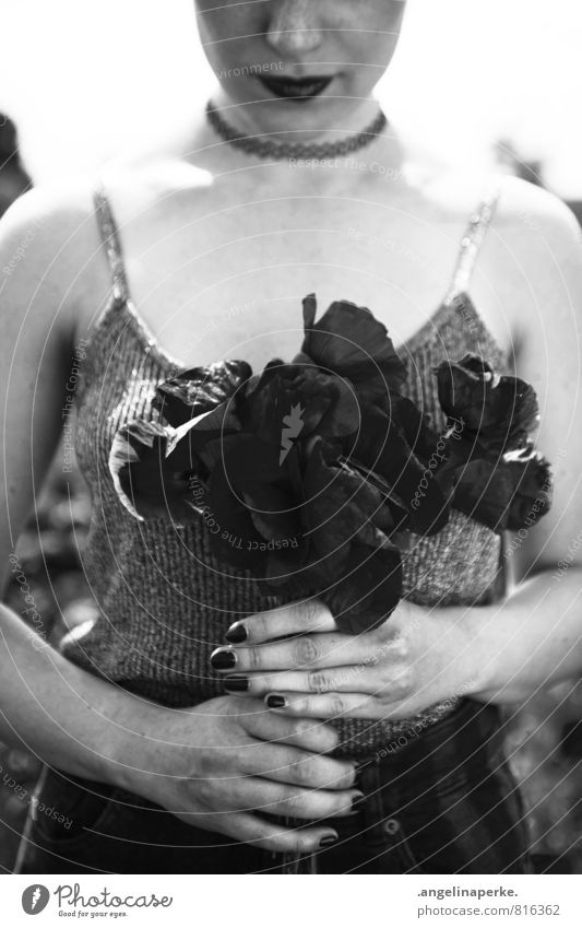 love poem B/W poppies Bouquet Lips Woman Nature