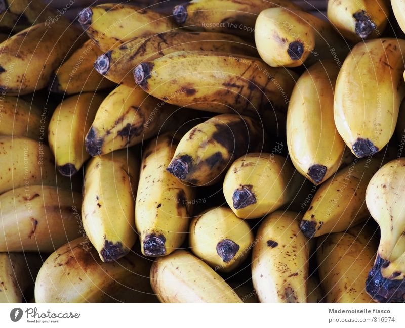 bananas Fruit Banana Nutrition Organic produce Vegetarian diet Yellow Black Colour photo Close-up Healthy Food Healthy Eating Delicious To enjoy Vitamin Fruity