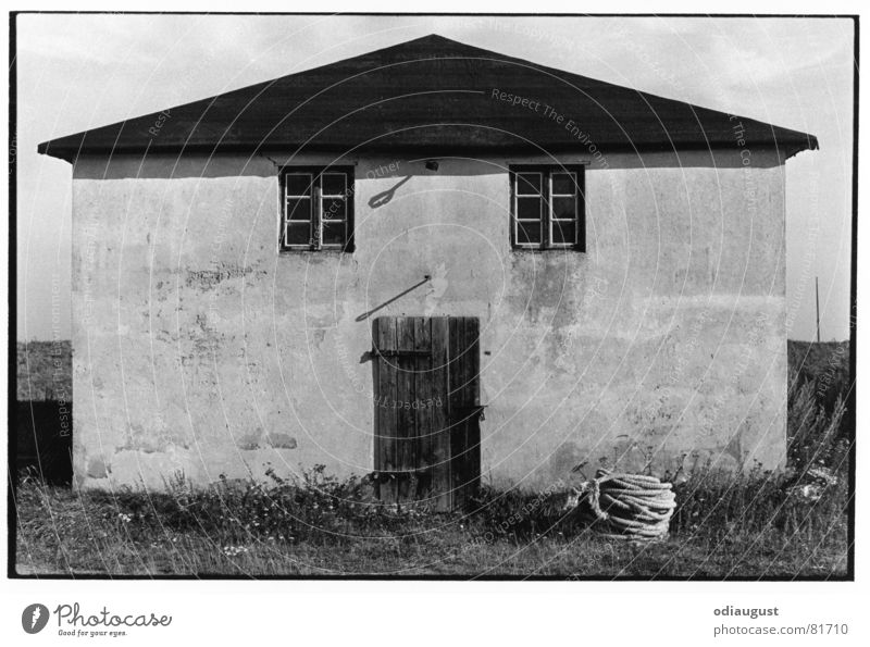 the face of the house Hiddensee House (Residential Structure) Window Architecture Shadow Door Black & white photo fishing house