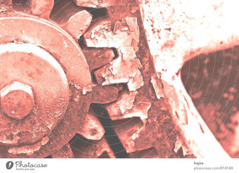 Gear wheels in VSCO retro style Tool Machinery Gear unit Museum Rust Old Historic Broken Retro Pink Nostalgia Past Gearwheel tooth Filter Vintage Reaction