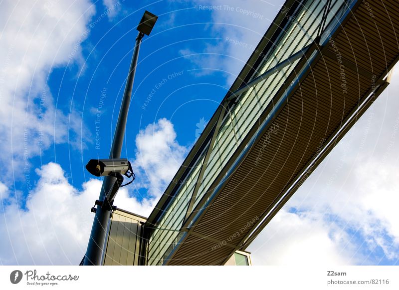 Monitoring III Surveillance Video Lantern Abstract Building House (Residential Structure) Clouds Passage Connect Window Style Geometry Camera Modern Bridge Sky