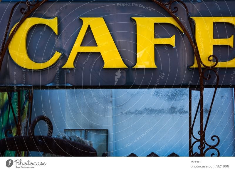 Old blackboard with the inscription "CAFE Food Café Sidewalk café Beverage Hot drink Coffee Latte macchiato Espresso Leisure and hobbies Decoration Restaurant