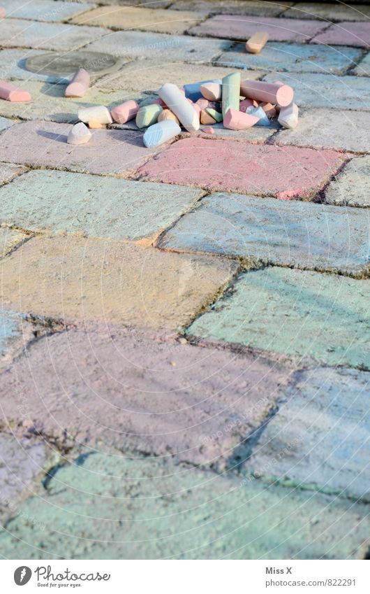 chalk Leisure and hobbies Playing Children's game Lanes & trails Draw Multicoloured Emotions Moody Joy Diligent Disciplined Endurance Sidewalk Stone Stone slab