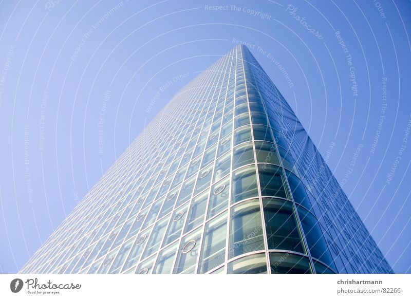 skyscraper High-rise Munich Facade New Window pane Modern Blue Sky Glass