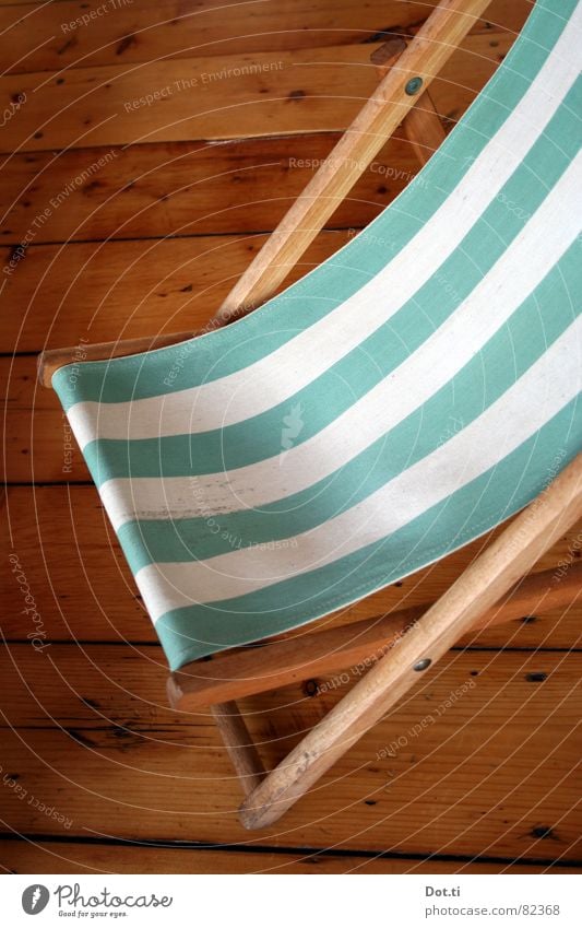 Inside cabin II Relaxation Vacation & Travel Sunbathing Furniture Chair Stripe Deckchair Striped Goof off Wooden floor floor boards sag Colour photo
