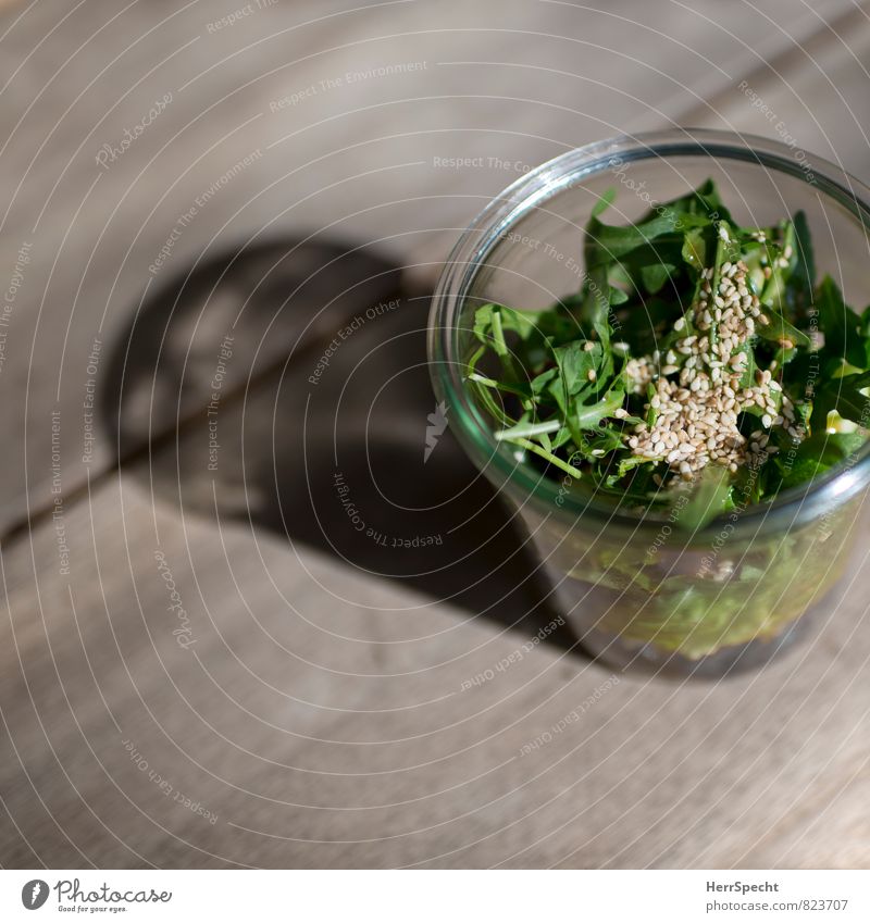 salad Food Lettuce Salad Nutrition Organic produce Vegetarian diet Slow food Glass Fresh Healthy Green Rucola Sesame Colour photo Subdued colour Close-up