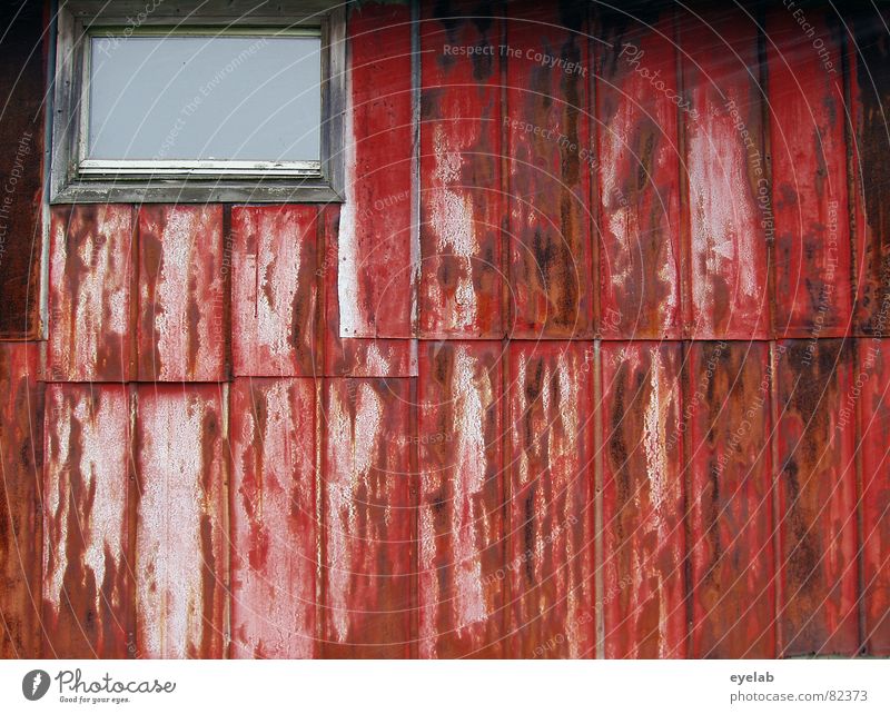 Love Shack (episode 2: Insight made more difficult) Wall (building) Tin Steel Rust Red Window Insolvency Barn Agriculture Decline Hut Pigsty Shed Derelict
