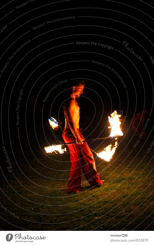 Ice and Fire I Art Esthetic Torch Medieval times Juggle Gymnastics Man Fiery Burn Spectacle Acrobatics Colour photo Subdued colour Exterior shot