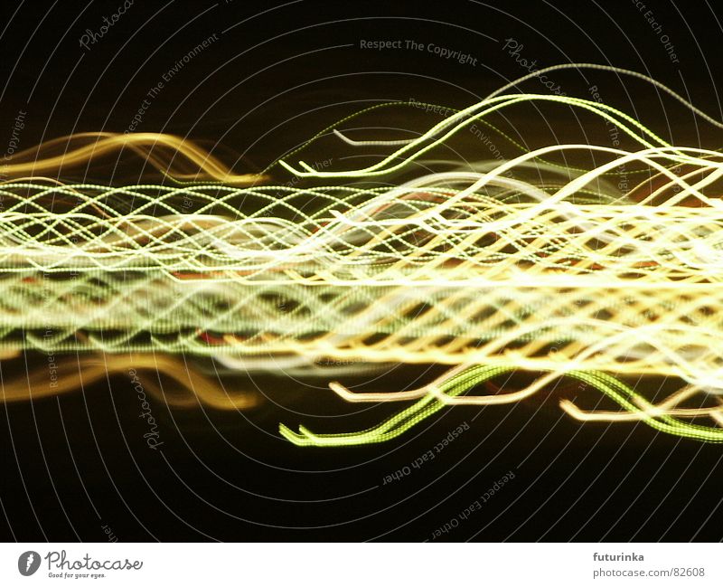 light landscape Muddled Light Waves Swing Painting and drawing (object) Experimental Night Classical Techno Tone Black Yellow Green Cloth Time Mysterious