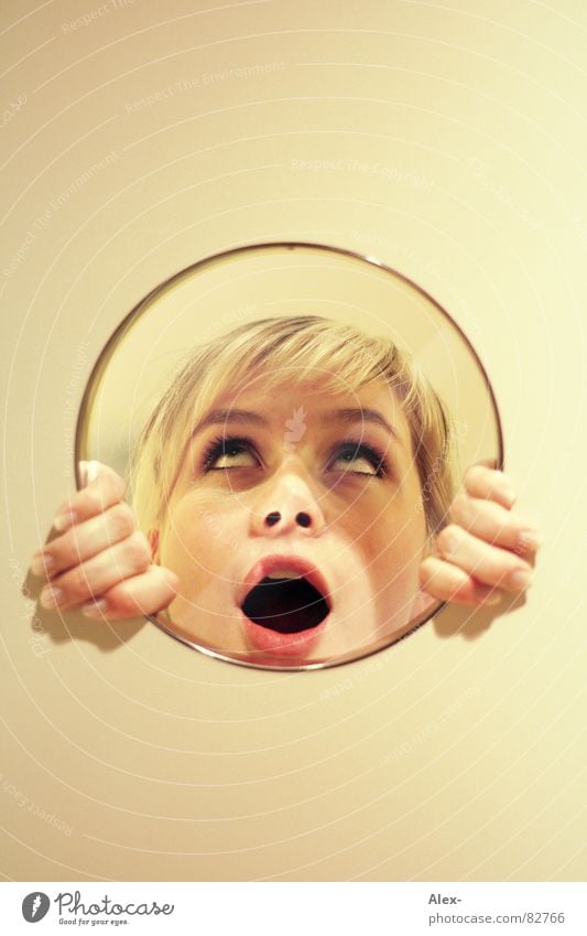 Mirror Image Surprise Woman Blonde Wall (building) Reflection Frightening Amazed Marvel Joy lydia Circle Glass