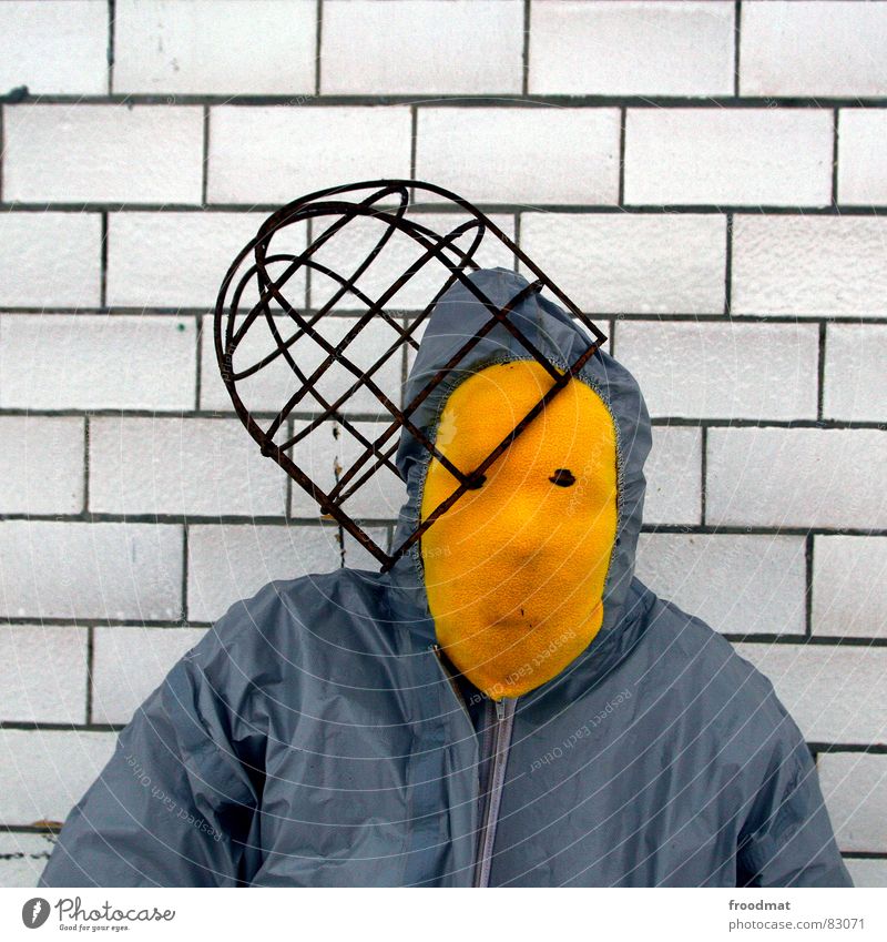 grau™ - with hat Gray Yellow Gray-yellow Suit Red Rubber Art Stupid Futile Hazard-free Crazy Funny Joy Square Arts and crafts  froodmat Mask Surrealism Abstract