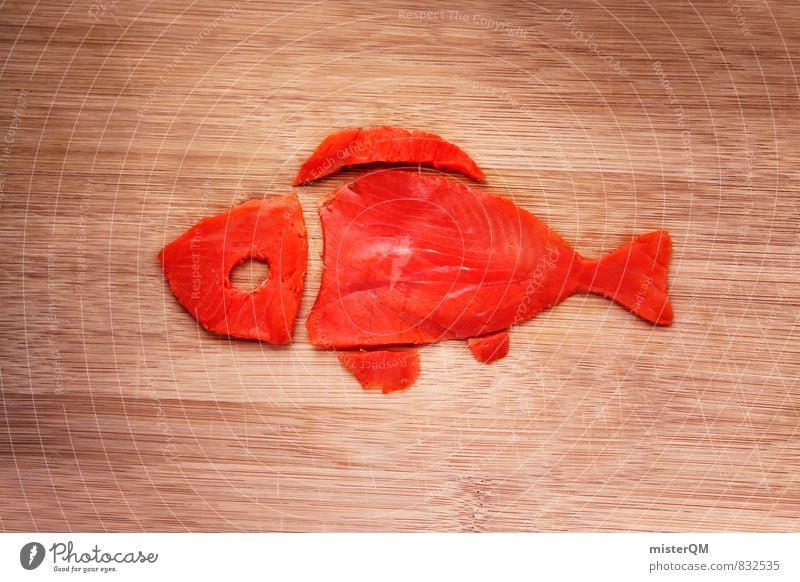 Fish friend. Lousy salmon. Art Esthetic Fishery Fisheye Fish dish Salmon Salmon filet Salmon breeding Healthy Nutrition Swimming & Bathing Red Pink Idea