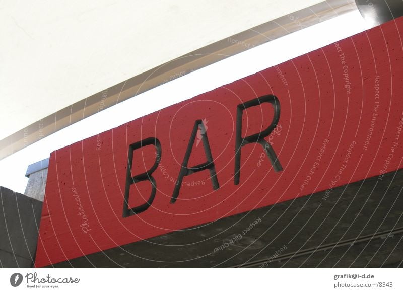 typo in red Bar Red Typography Concrete Diagonal Characters Signs and labeling Above