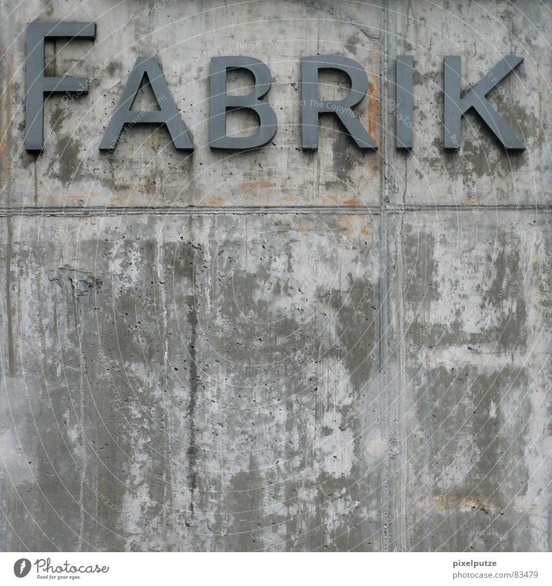 factory Logo Corporate image Company intern Caper Factory Concrete Wall (barrier) Massive Stability Letters (alphabet) Typography Might Square Wall (building)