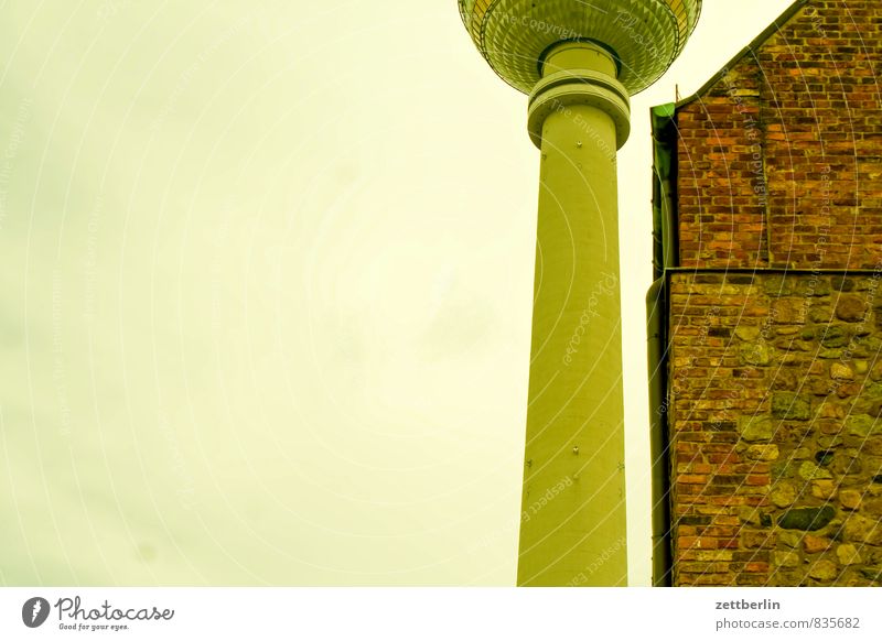 Television tower and Marienkirche form a free space for texts Architecture Berlin Town Germany Capital city Summer City trip Tourism Landmark Middle