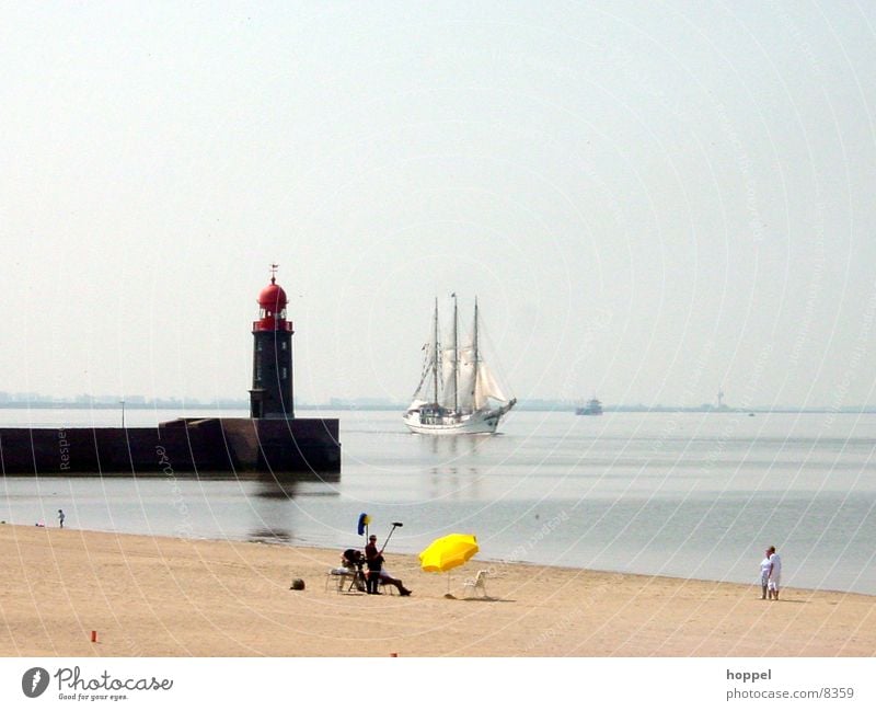 TV recordings on the beach of Bremerhaven Beach Watercraft Lighthouse Ocean Summer Vacation & Travel Television