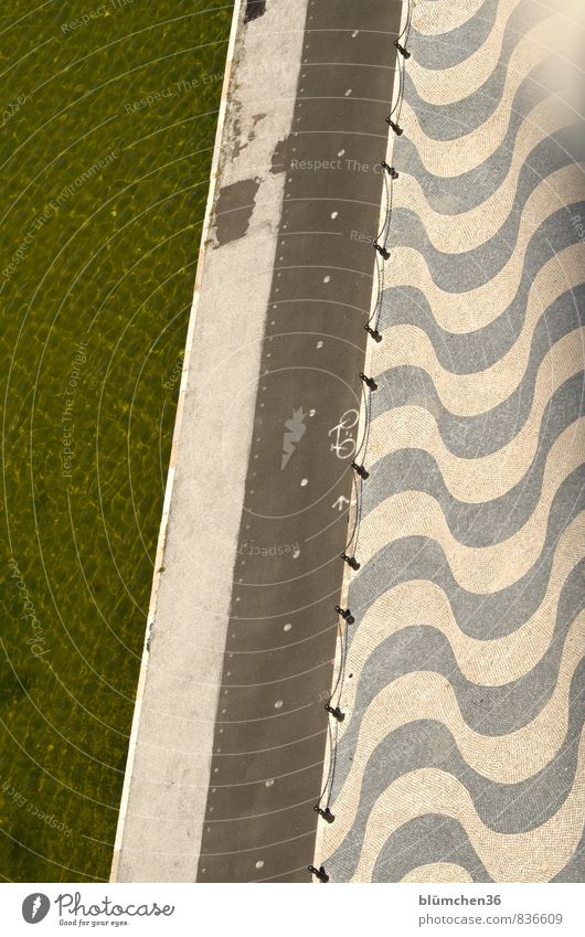 seen from above Lisbon Belém Portugal Europe Capital city Cycling Pedestrian Lanes & trails Historic Paving stone Pattern Structures and shapes Diagonal