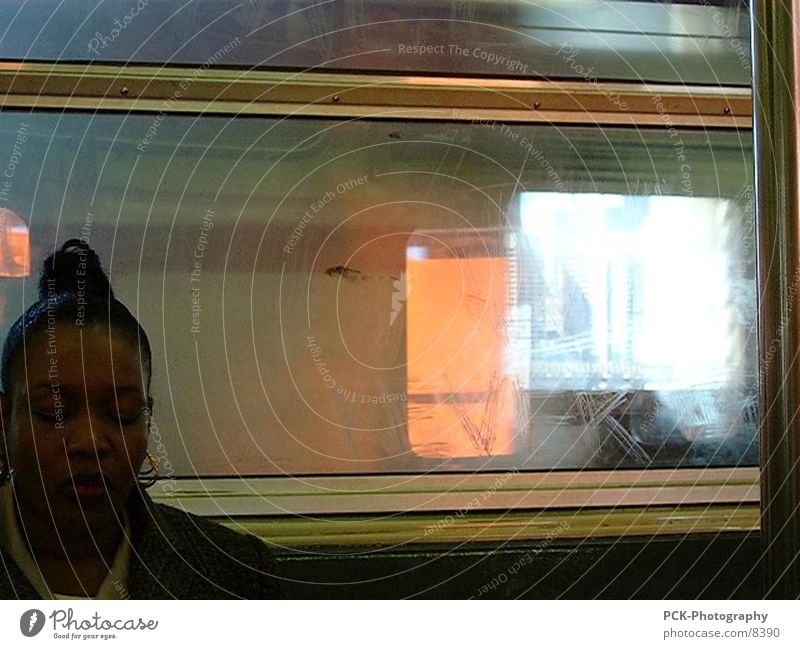 sub Underground New York City Passenger Reflection Human being
