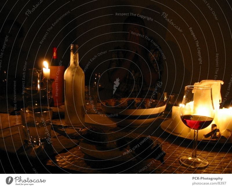 wine and more Wine glass Bottle of wine Moody Still Life Ambient Light Candlelight Dark Dinner Style Together Gold Deep