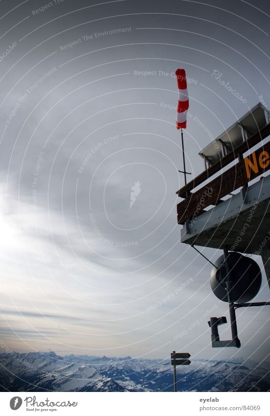 Excellent Dish antenna Receiving station Nebelhorn Tea with schnaps Building Tornado Satellite Antenna Signs and labeling Railing Platform Peak Restaurant
