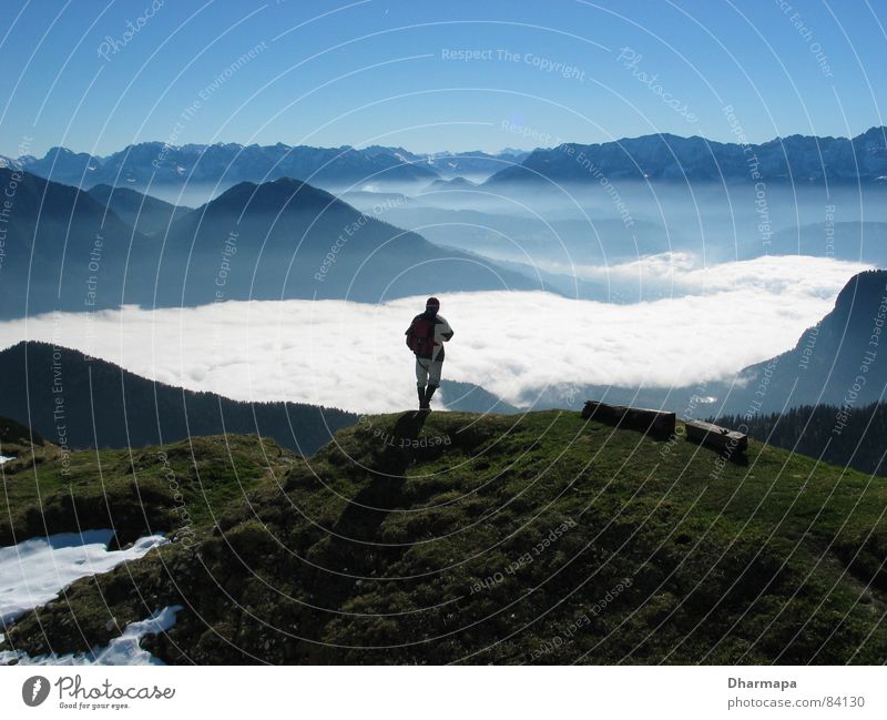 High Top Mountaineer Fog Light Alps Valley Shadow Sky