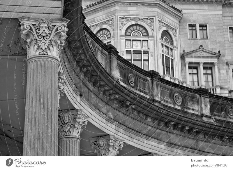 DD/02/2006 Dresden Historic Art Past Palace Architecture Landmark Monument Albrechtsberg Castle Tourist Attraction Black & white photo