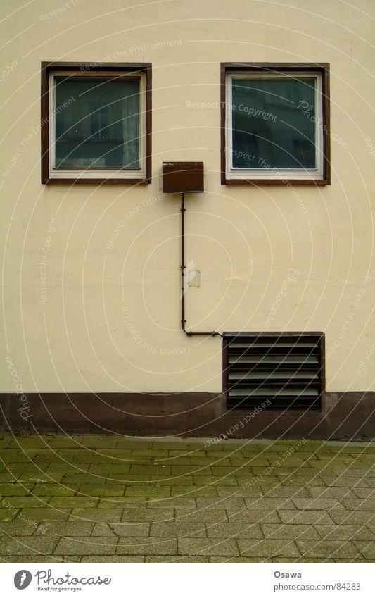 Wall with two windows and ventilation flap Ventilation flap Outlet air Building Manmade structures House (Residential Structure) Wall (building) Wall (barrier)
