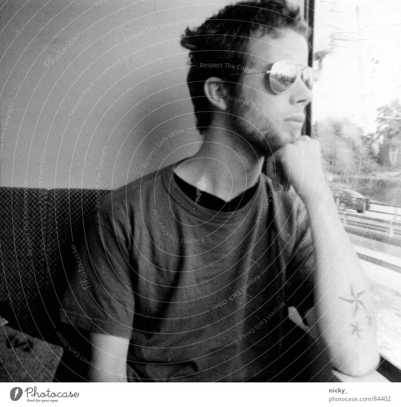 long way to love Black Pornography Eyeglasses Sunglasses Railroad Gray Hand Window Analog Longing man nile train white grey Scan grain