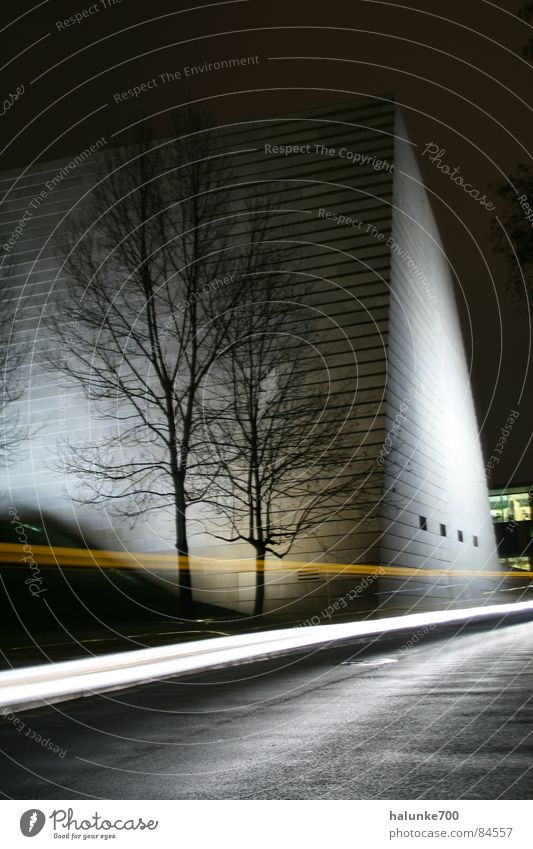 nocturnal Synagogue Dresden Night Visual spectacle Snowscape Speed of light Calm Architecture Modern
