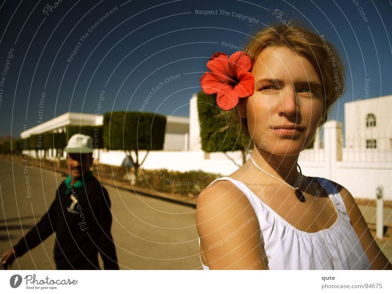 she's got the look Flower Man Woman red Arabian streetscape egypt noon