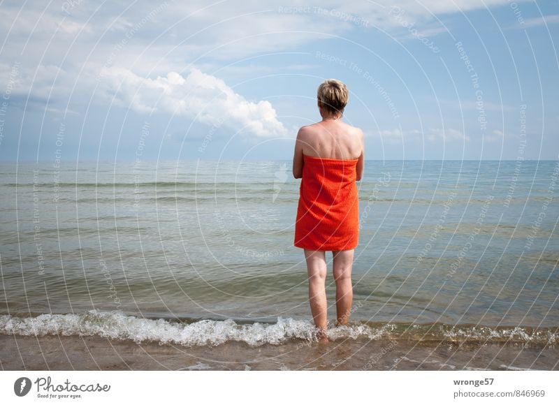 Woman and a lot of sea Vacation & Travel Far-off places Summer Summer vacation Beach Ocean Waves Beach vacation Baltic Sea holiday Human being Feminine Adults
