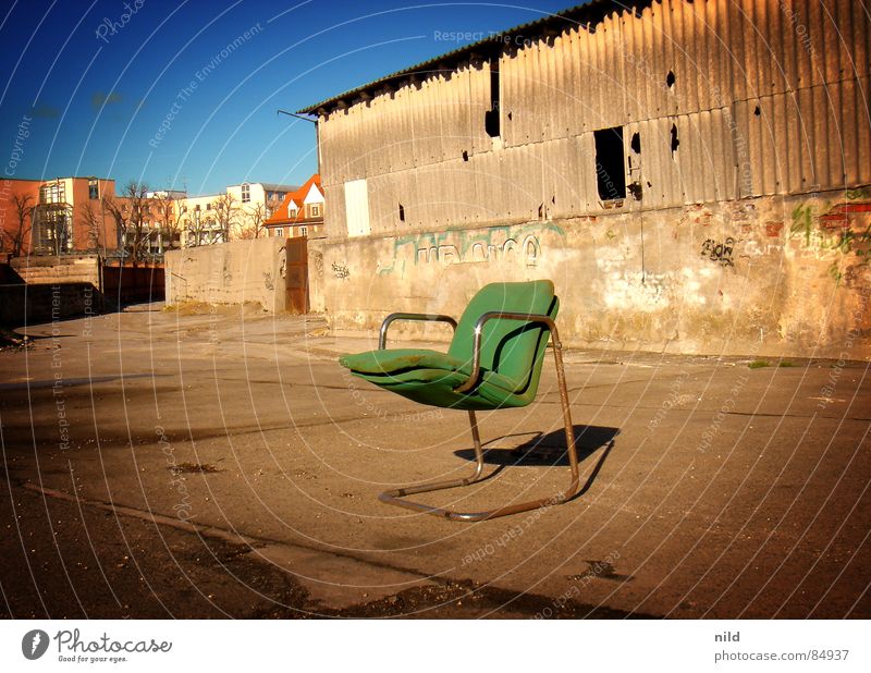 abandoned designer Bum around Putrefy Designer Cantilever chair Furniture Green Freight station No admittance Harmful Loneliness Cozy Decompose Derelict