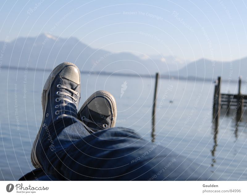 On a sunday in april. Lake Vacation & Travel Leisure and hobbies Footwear Goof off Footbridge Break Calm Relaxation Contentment Frictionless Lake Chiemsee