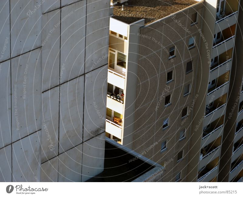 IDEAL 10 Architecture Gropiusstadt Tower block Facade Tall Modern Above Gloomy Bauhaus Flat roof Shaft of light Column Sixties Subdued colour