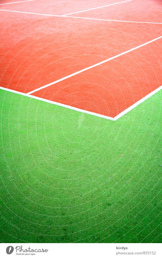 Tennis court red-green Sports Sporting Complex Line Esthetic Positive Clean Athletic Green Red Design Colour Passion Performance Complementary colour