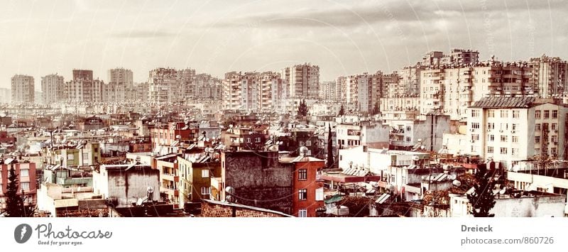 hazy adana Turkey Asia Town Downtown Populated Overpopulated House (Residential Structure) High-rise Tower Manmade structures Building Wall (barrier)