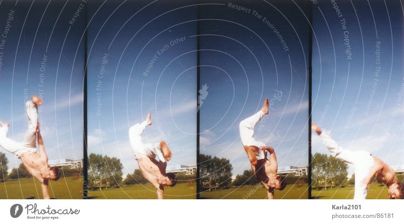 Capoeira Moves Philosophy Beautiful weather Acrobatics Playing 4 photos in one green meadow Power