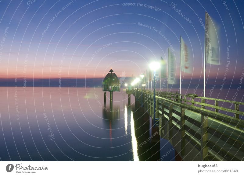 Sea bridge Zingst Nature Sand Water Cloudless sky Night sky Horizon Summer Baltic Sea Ocean Seabridge Zingst Germany Europe Small Town Deserted Bridge